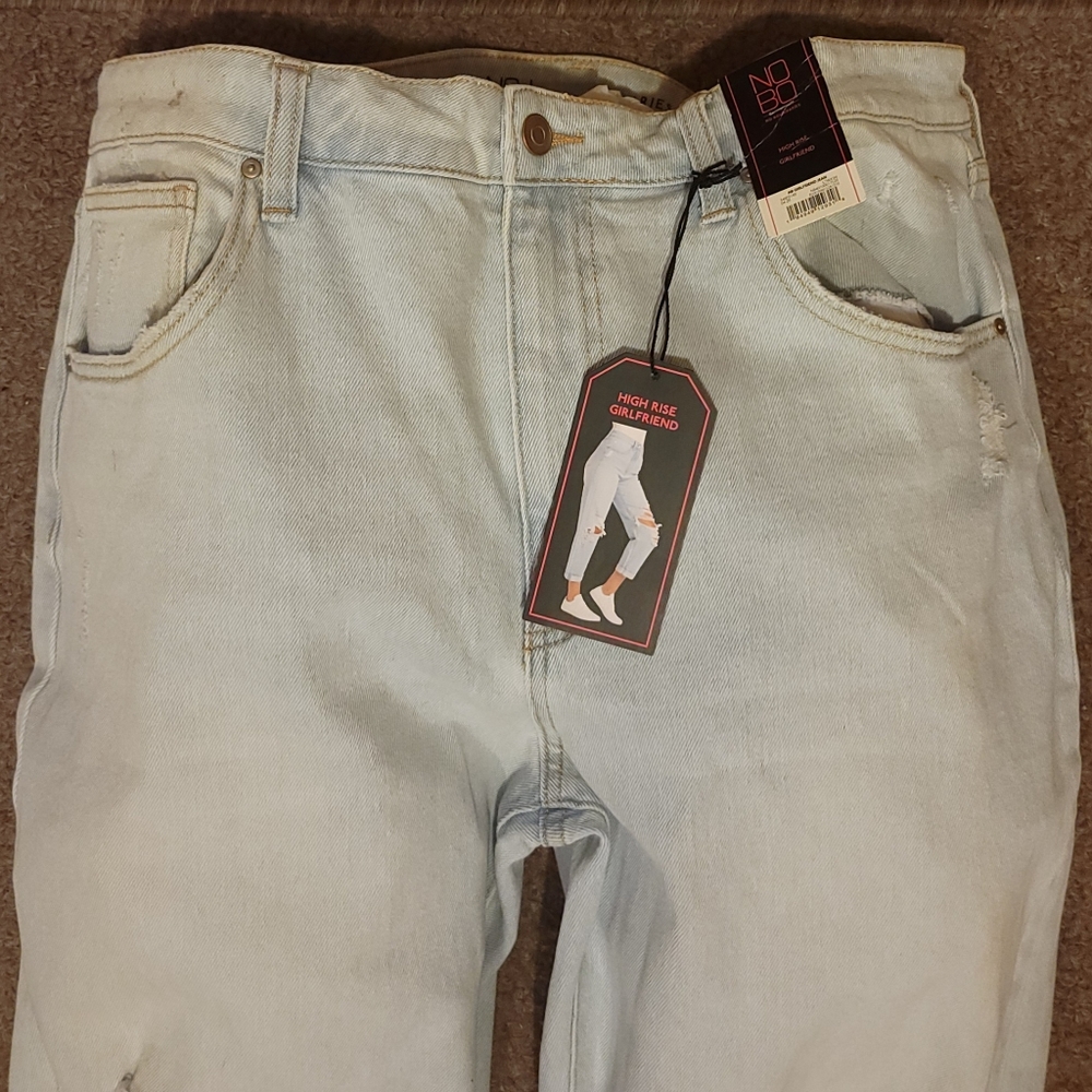 High Waisted Distressed & Torn Womens Light Blue Denim Jeans Size 19